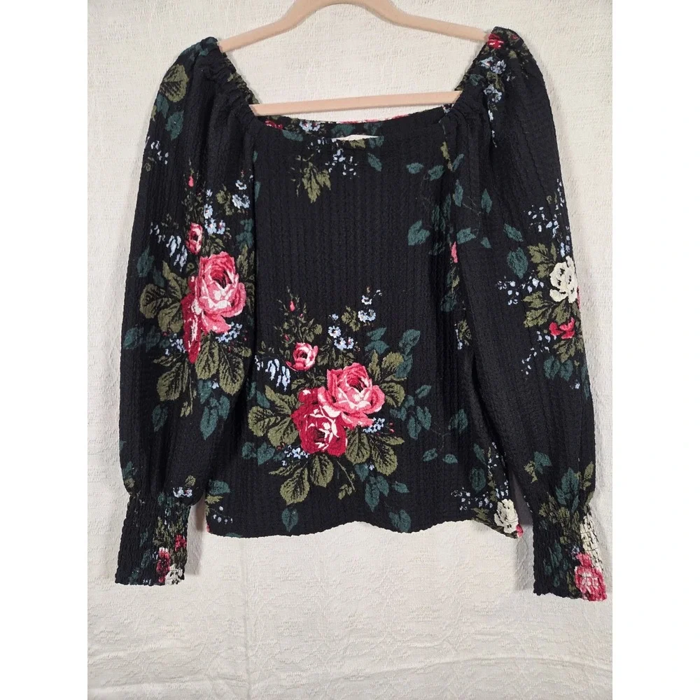 Loft Y2k Off‎ The Shoulder Floral Balloon Sleeve Cottagecore Boho Blouse Size M